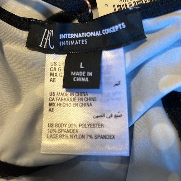 NWT International Concepts Lace Trim Bralette Bra Panty Set Black White Polka … - Picture 6 of 8